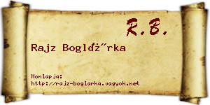 Rajz Boglárka névjegykártya
